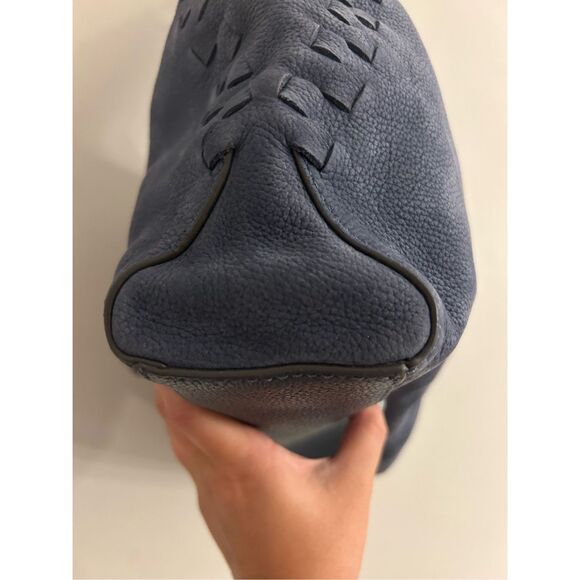 NWOT Nanette Lepore Santa Ana Leather Shoulder Bag Denim Blue Minimalist Quiet l - Picture 12 of 12